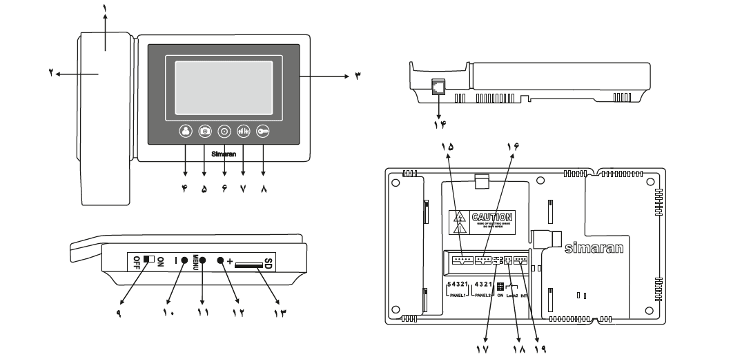 مانیتور دربازکن تصویری HS43TK/M200 سیماران ، آیفون تصویری 4.3 اینچ با حافظه memory video door phone HS-43TK/M200